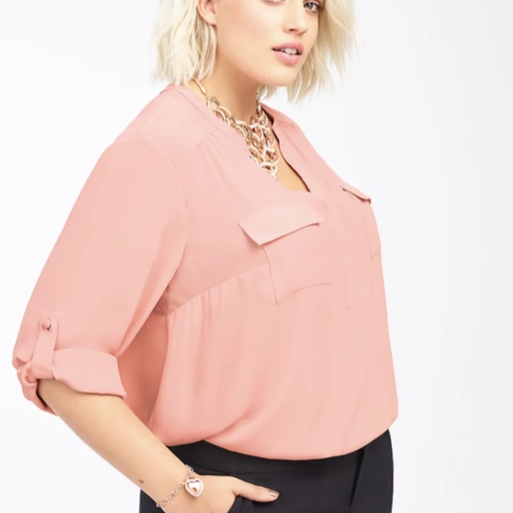 HARPER - DUSTY PINK GEORGETTE PULLOVER BLOUSE - Picture 4 of 5